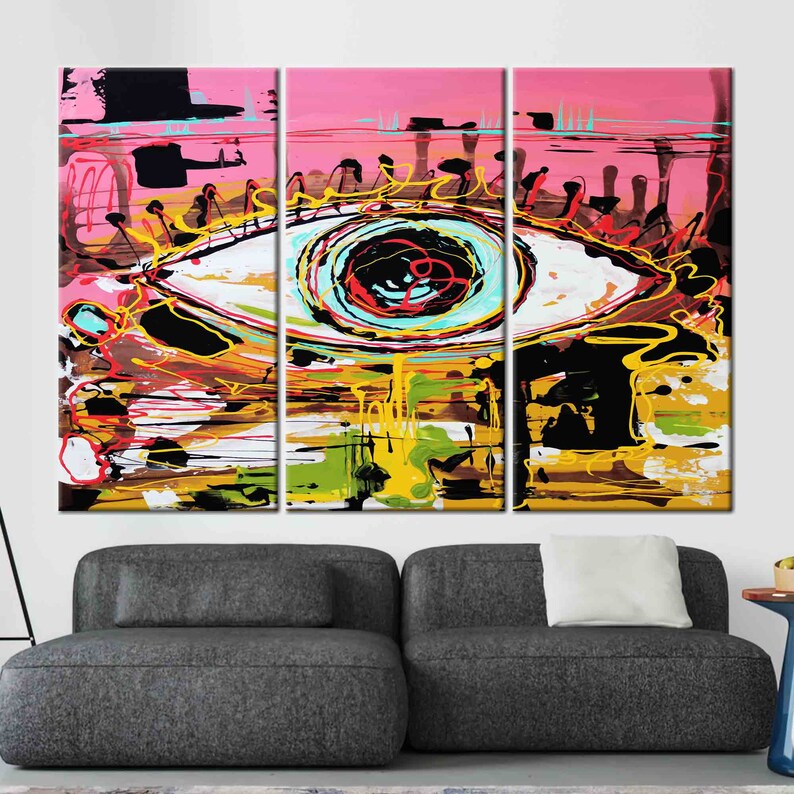 Pink Art Abstract Canvas Art Graffiti Art Canvas Eye Art Etsy