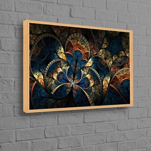 Fractal Pattern, Abstract Printed, Fractal Pattern Wall Art, Gold Wall Art, Fractal Canvas Art, Modern Wall Decor, Psychedelic Art Canvas,