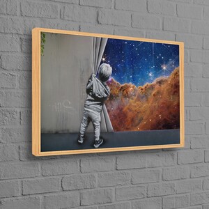 Arte en lienzo de campo profundo de la NASA, obra de arte detrás de la cortina, póster de cielo estrellado, arte de pared callejero, arte de pared minimalista, regalo de dama de honor,