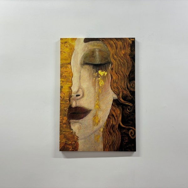 Lienzo, Arte de pared de lienzo, Decoración de pared personalizada, Las lágrimas doradas, Decoración de pared de mujer, Decoración de lienzo famosa, Obra de arte de Gustav Klimt,