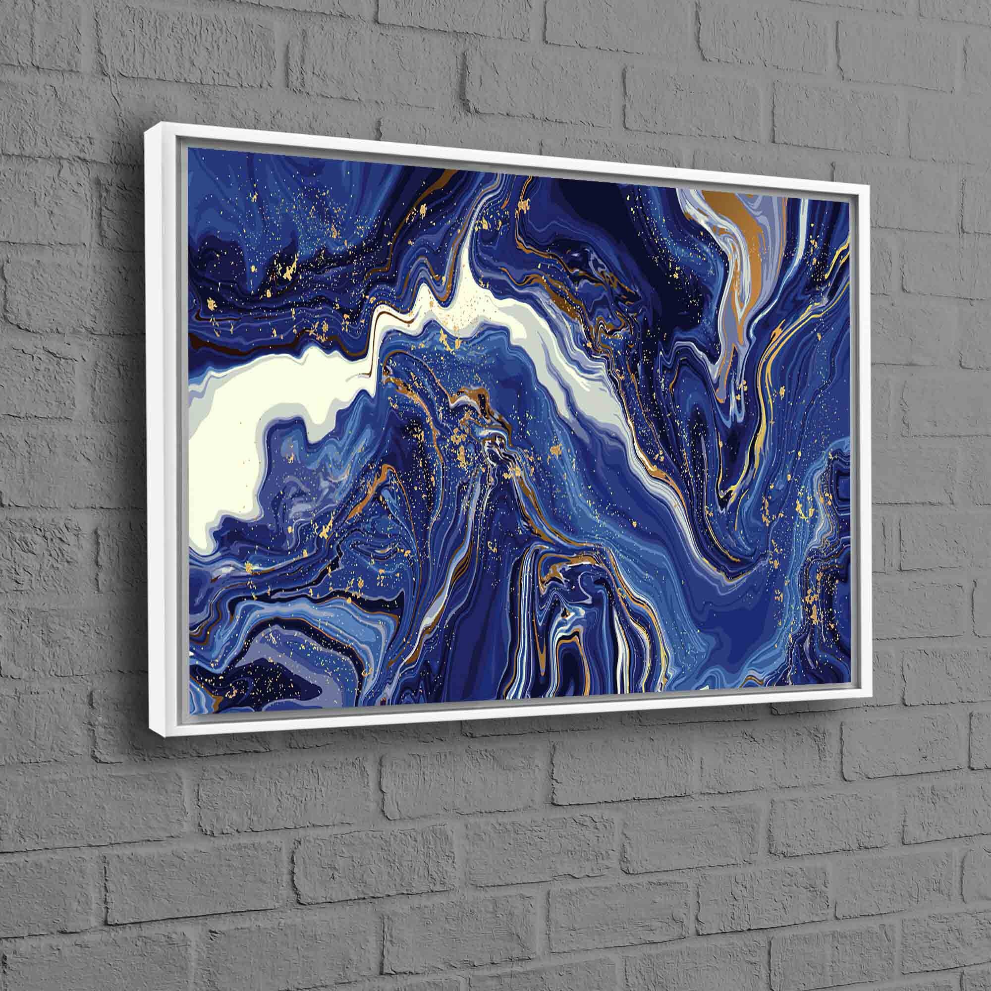 Navy Blue Marble Wall Art Gold Marble Wall Decor Alcohol Ink Etsy