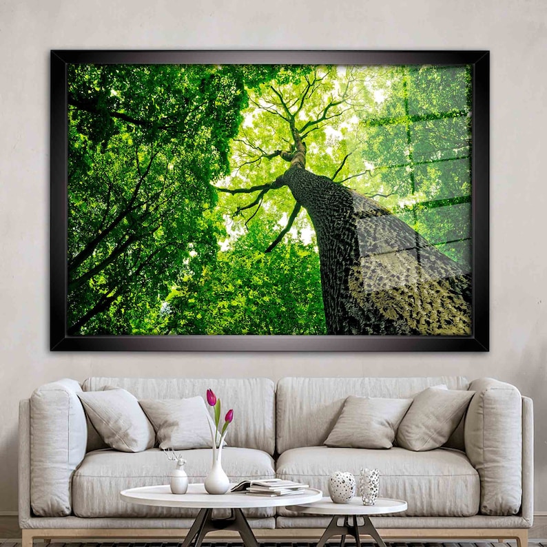 Green Tree Glass Wall Art, Forest Wall Decor, Tree Photography Wall Art, Green Glass Wall Art, Tree Glass Printing, View Glass, image 4