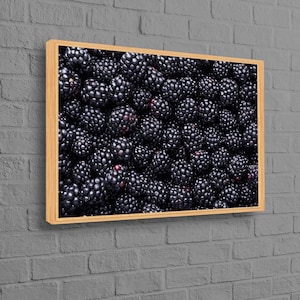 Obst Leinwand Poster, moderne Kunst, Essen Leinwand Poster, Brombeere Leinwand Geschenk, Weihnachtsdekoration Kunst, moderne Kunst Leinwand, schwimmender Rahmen,