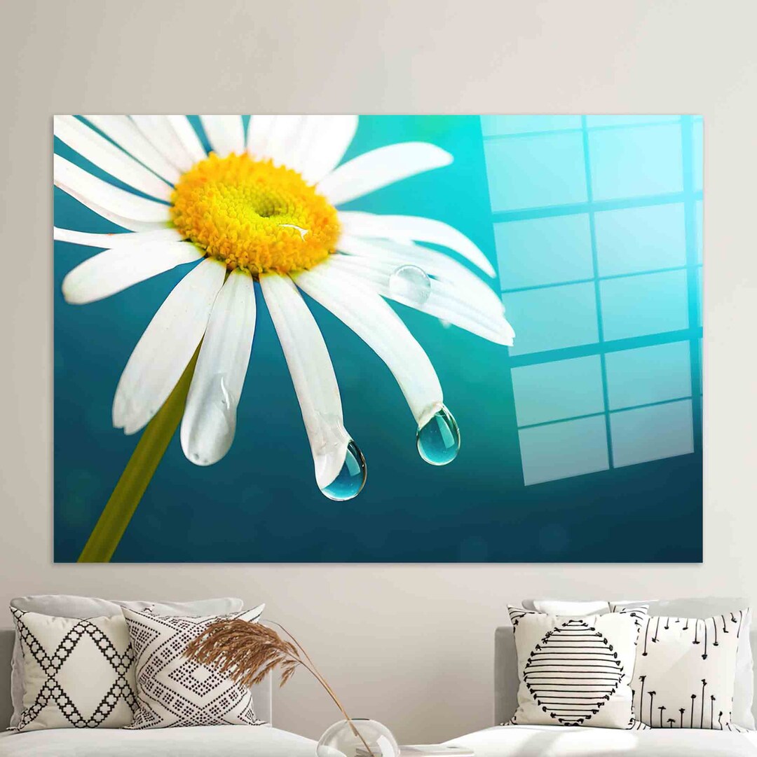Personalized Glass Art, Wall Decor, Daisy, Glass Art Wall Decor, Flower