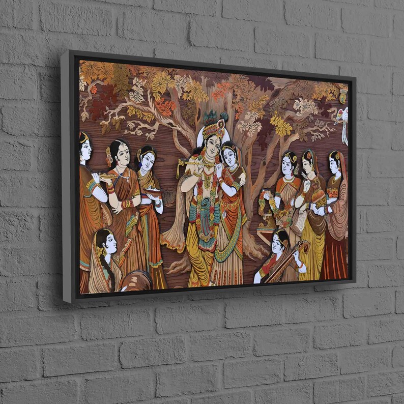 Arte de parede 3D, Arte de parede grande, Arte de parede para sala de estar, Deuses hindus Radha Krishna, Pôster de reprodução, Impressão em tela hinduísmo, Tela hindu imagem 8