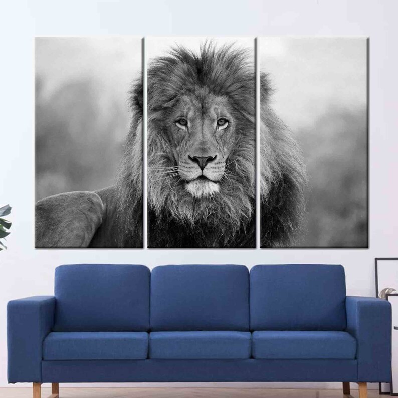 Lion Photo Print, Wild Lion Artwork, Loft Poster, Animal Wall Art, Wild Animal Poster, Lion Wall Art, Wildlife Art, Animalistic Canvas, 3P-Gallery Wrapped