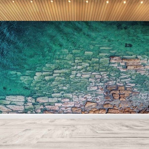 Seascape Wall Art, Sea Scenery Wall Painting, Aboveal Ocean View Wall Paper, Wallpaper By The Yard, View Digital Paper, Paper Anniversary,