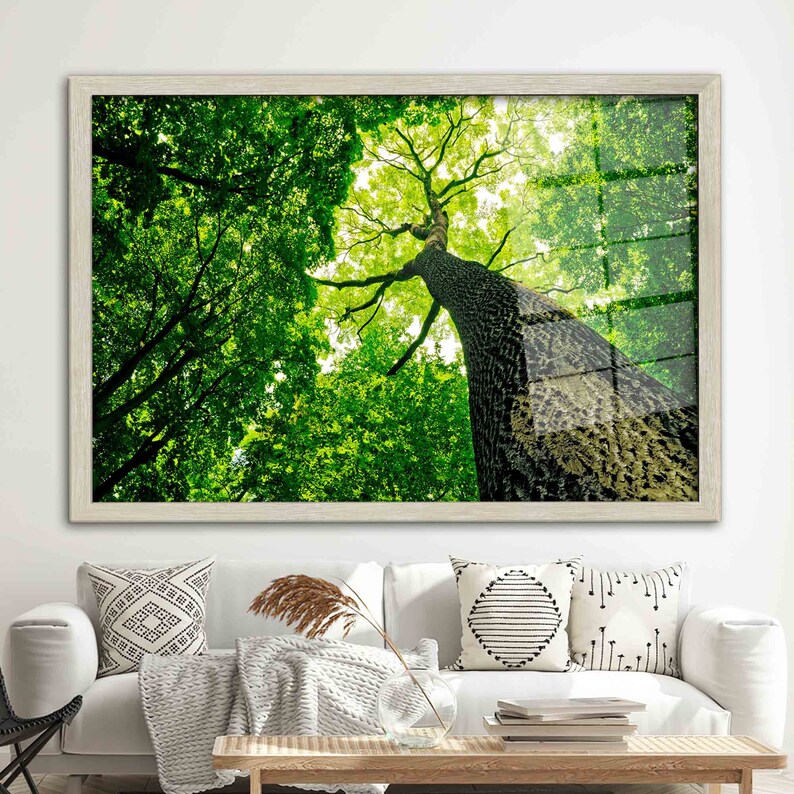 Green Tree Glass Wall Art, Forest Wall Decor, Tree Photography Wall Art, Green Glass Wall Art, Tree Glass Printing, View Glass, image 5