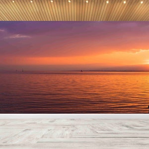 Ocean View Wall Print, Seaside Coast View Wall Art, Sunset Wall Decor, Removable Wall Decor, Landscape Wall Painting, 3D Wall Mural,