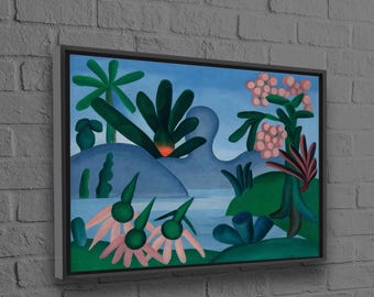 Tarsila do Amaral Printed, Famous Wall Art, Blue and Green Canvas Gift, The Lake Canvas Poster, Framed Canvas, 3D Canvas,