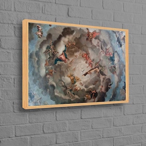 Renaissance Heaven Painting, Reproduction Wall Art, Renaissance Wall Decor, Fresco Canvas, Renaissance Heaven Art Canvas, Angel Canvas,