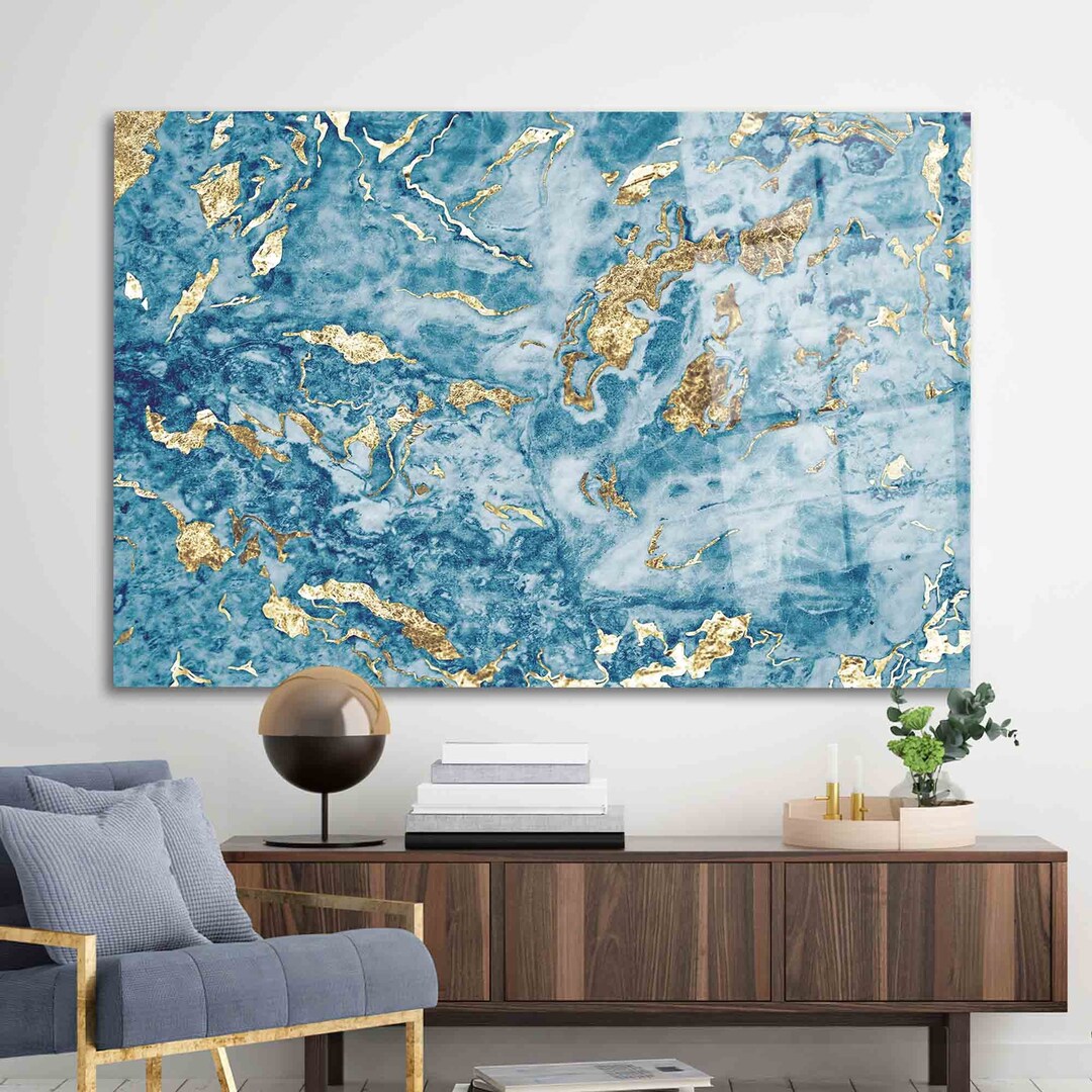 Contemporary Glass Wall Art, Modern Wall Art, Fashion Glass, Blue ...