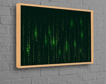 Computer Science Wall Art, Binary Code Canvas Gift, Personalized Gift, Modern Canvas Print, Software Canvas Art, Matrix Code Wall Art,