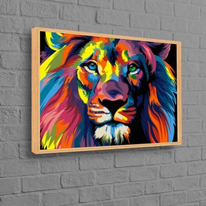 Moderne Leinwand Dekor, Löwe Leinwand, abstrakte Löwe Wand-Dekor, Tier Leinwand, bunte Leinwand, abstrakte Leinwandkunst, bunte Leinwand,