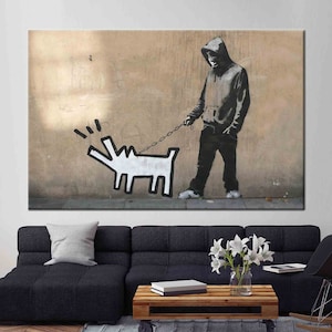 Banksy Barking Dog, Banksy Art Canvas, Banksy Barking Dog Canvas, Dog Graffiti Art, Painting Art, Abstract Art, Street Canvas Art,