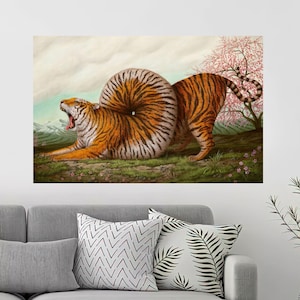 Surreal Tiger Glass Wall Art, Loft Glass Wall Art, Animal Tempered Glass, Tiger Art Decor, Wall Decoration, Gifts, Room Decor,