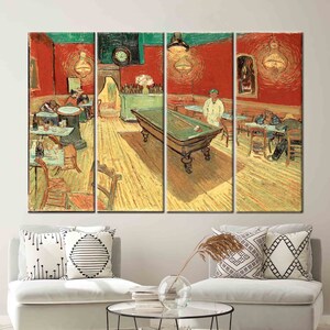 The Night Cafe by Van Gogh, Famous Art Canvas, Van Gogh Cafe Artwork, Famous Table Printed, Vincent Van Gogh Art Canvas, 4P-Gallery Wrapped