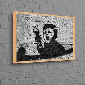Banksy Bad Boy Canvas, Banksy Graffiti Canvas, Painting Canvas, Abstract Canvas, Boy Graffiti Artwork, Banksy Canvas Art, Middle Finger,