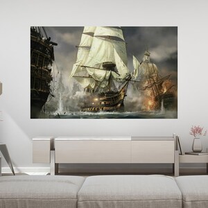 Pirates Wall Decor, View Glass Decor, Man Cave Tempered Glass, Wedding Gift For Couple Personalized, Ship Wall Art, Wedding Decor,
