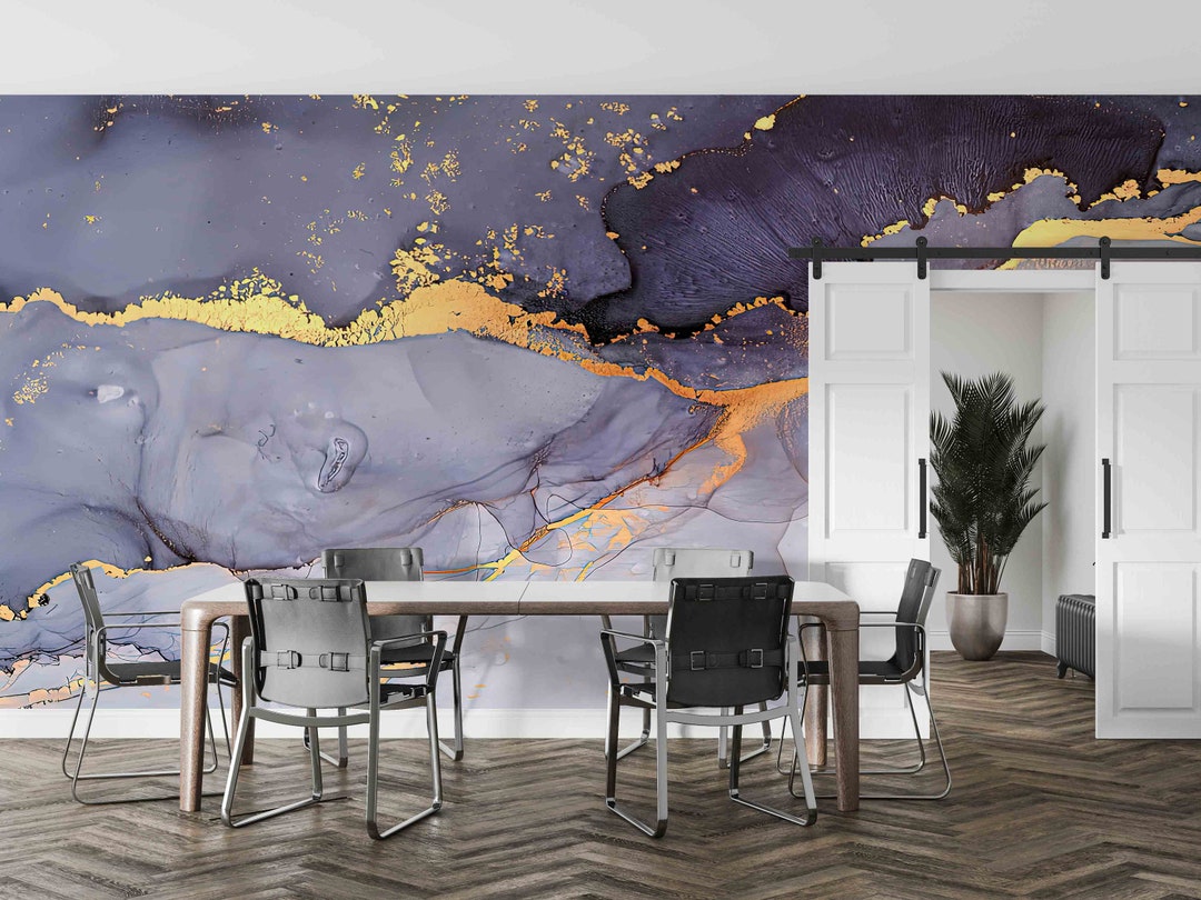 Purple and Gold Marble, Shimmery Wallpaper, Purple Marble Wallpaper ...