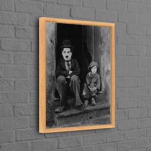 Charlie Chaplin With The Kid, Charlie Chaplin With Kid Wall Art, Editing Canvas Poster, Charlie Chaplin Canvas Poster, Producer Art Canvas,