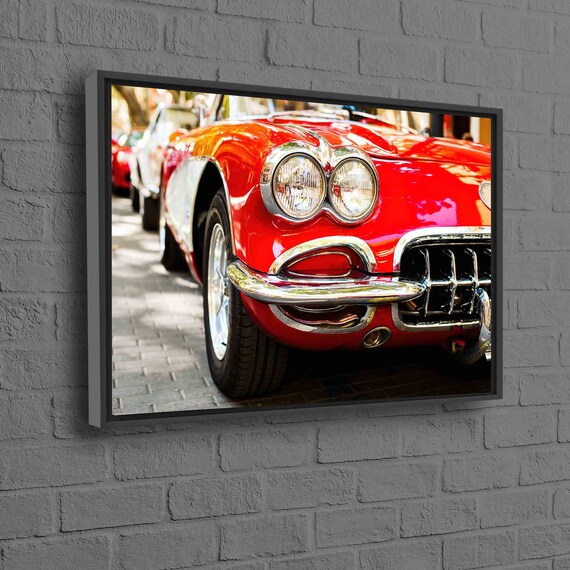 Vintage Car Poster Office Wall Art Old Car Canvas Art Red Etsy