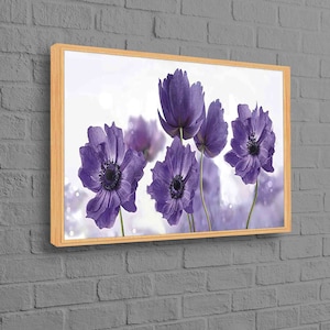 Large Wall Art, Canvas Home Decor, Canvas Art, Purple Flower, Botanical Artwork, Abstract Flower Canvas Decor, Purple Flower Canvas Poster,