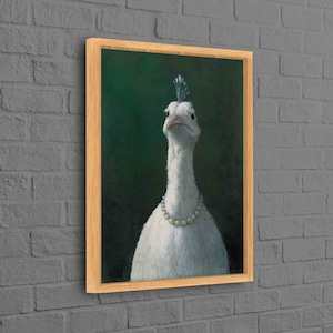 Pavo real con perlas, Arte en lienzo de moda, Póster de pavo real, Póster de ave con perlas, Decoración de pared de animales, Arte de aves, Arte de pared animalístico,