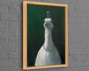 Peacock with Pearls, Trendy Canvas Art, Peacock Poster, Fowl with Pearls Poster, Animal Wall Decor, Fowl Art, Animalistic Wall Art,