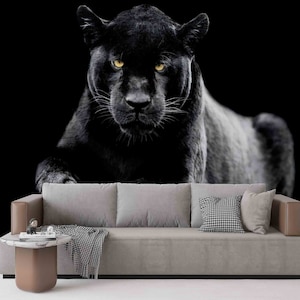 Jaguar Wand Tapete, Schwarze Katze Tapete, Tier Papierkunst, Loft Papier Kunst Dekor, Papierhandwerk 3D, Modernes Wanddekor,