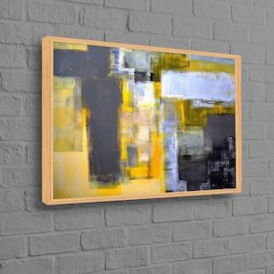 Yellow And Gray Painting, Gray Wall Decor, Modern Wall Art, Yellow Wall Decor, Minimal Canvas Art, Contemporary Artwork,