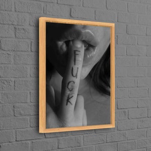 Bedroom Artwork, Middle Finger Artwork, Sensual Printed, Sexy Printed, Erotic Canvas Art, Nude Art, Sexy Woman Wall Art, Mature image 1