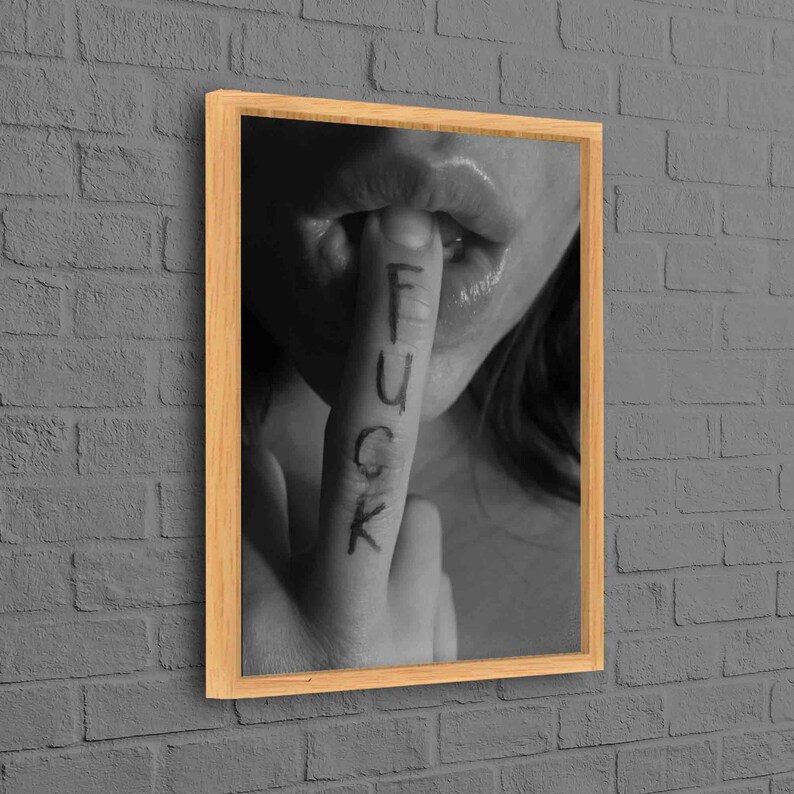 Bedroom Artwork, Middle Finger Artwork, Sensual Printed, Sexy Printed, Erotic Canvas Art, Nude Art, Sexy Woman Wall Art, Mature image 1
