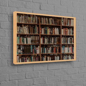 Regalo para amantes de los libros, arte mural con fotografías de biblioteca, póster de estantería, arte mural para sala de lectura, lienzo con fotografías de biblioteca, lienzo artístico de biblioteca