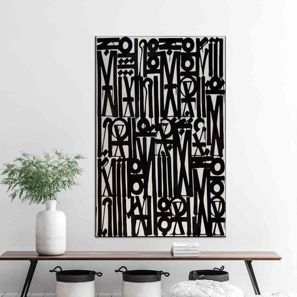 Retna Songs of Illumination Scripts, Living Room Wall Art, Canvas Wall Art, Contemporary Canvas Poster, 3D Wall Art, Graffiti Canvas Print,