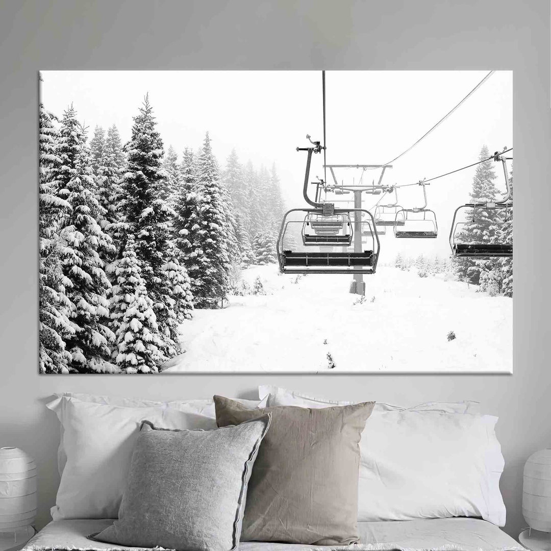 Wall Art Wall Art Canvas Ski Resort Wall Art Canvas Art Etsy
