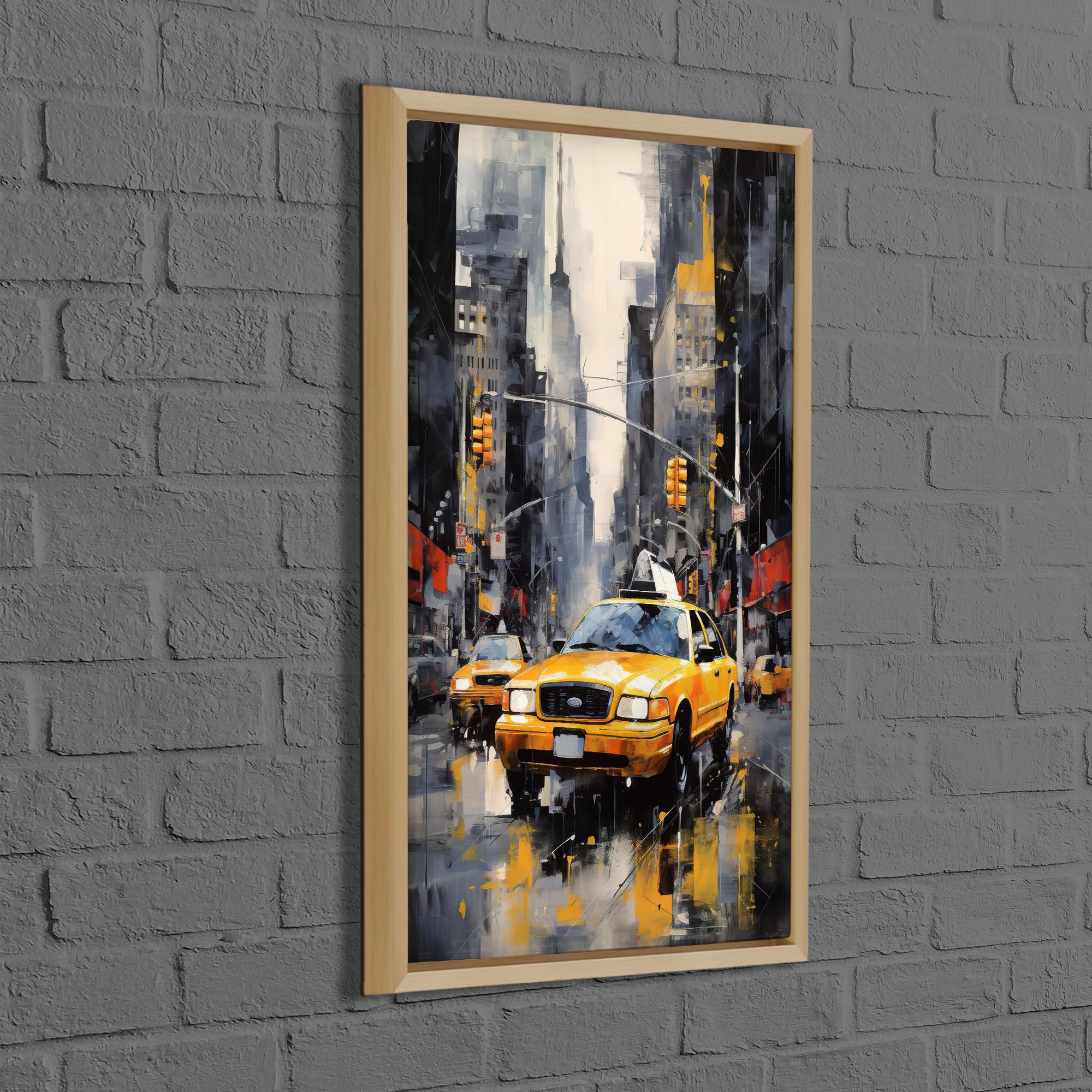New York Taxi Canvas Art, Urban City Street Glass Print, Yellow Cab ...