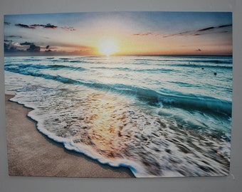 Canvas Wall Art, Sunset at the Ocean, Seascape Artwork, Personalized Gifts, Custom Wall Decor, Sunset Canvas Poster, Sea Art Canvas,