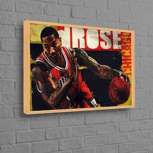 Póster de Derrick Rose, impresión de gimnasio, impresión motivacional, arte en lienzo de motivación, arte de pared deportivo, impresión de baloncesto, arte famoso,