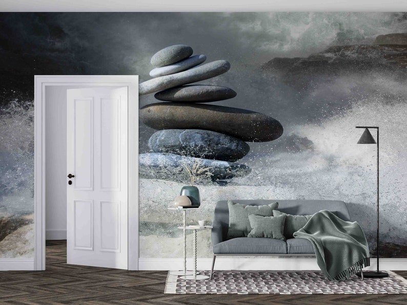 Buy Meditation Wall Paper, Rocks and Water Wall Poster, Vinyl Wallpaper