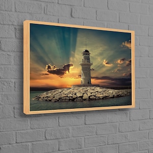 Coastal Wall Hangings, Ocean Canvas Gift, Large Canvas, Landscape Art, Lighthouse Canvas Art, Gifts, Large Wall Decor, Wall Art Prints,