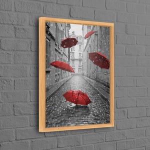 Moderne Leinwand Poster, Roter Regenschirm Leinwand Dekor, Regenschirm Leinwand Dekor, Regen Leinwand Dekor, Baby Junge Geschenk personalisiert,
