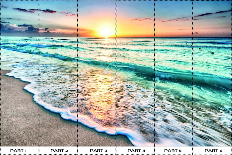 Sea View Wall Decals, Sea Digital Paper, Sunset at the Ocean Wall Decor, Gift Wallpaper, Landscape Wall Decor, Wall Mural Wallpaper, image 7