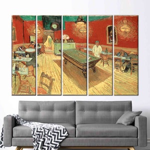 The Night Cafe by Van Gogh, Famous Art Canvas, Van Gogh Cafe Artwork, Famous Table Printed, Vincent Van Gogh Art Canvas, 5P-Gallery Wrapped