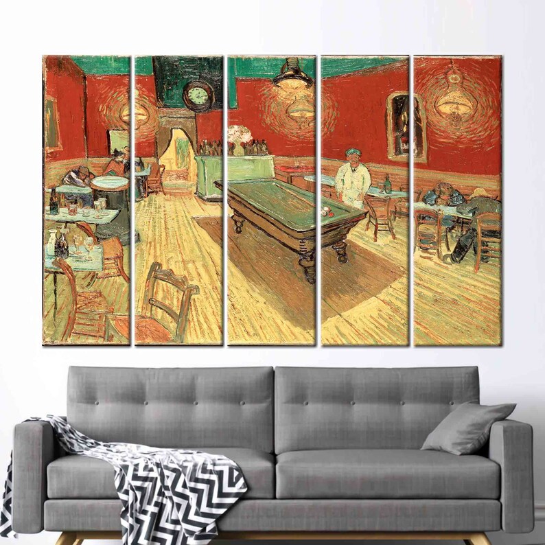 The Night Cafe by Van Gogh, Famous Art Canvas, Van Gogh Cafe Artwork, Famous Table Printed, Vincent Van Gogh Art Canvas, 5P-Gallery Wrapped