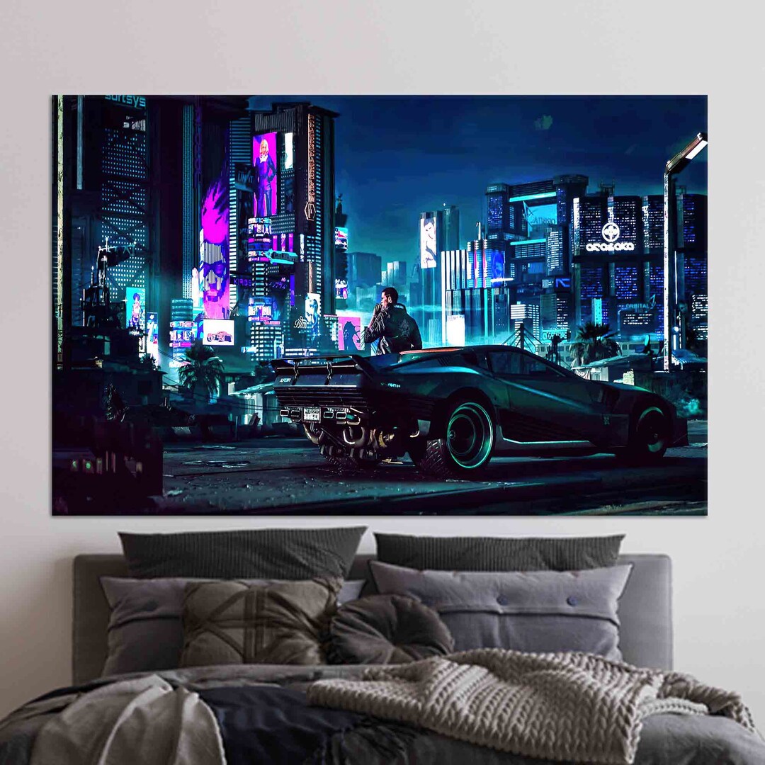 Cyberpunk Art Canvas, Home Decor Wall Art, Large Canvas, Futuristic ...
