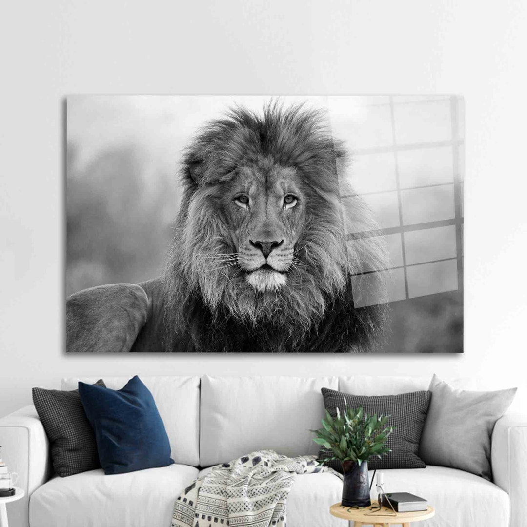 Lion Photo Print, Wild Animal Wall Art, Animal Glass, Wild Lion Glass