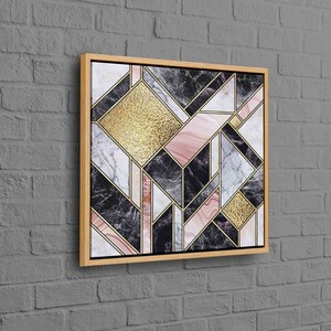 Mármol rosa y dorado, obra de arte abstracta, mármol de lujo impreso, arte en lienzo de mármol rosa, mármol moderno impreso, obra de arte moderna,