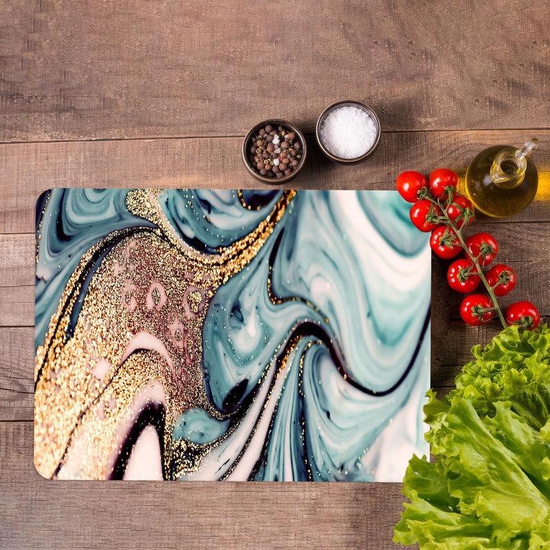 Modern Chopping Board, Blue Marble Chopping Board, Trendy Serving Board