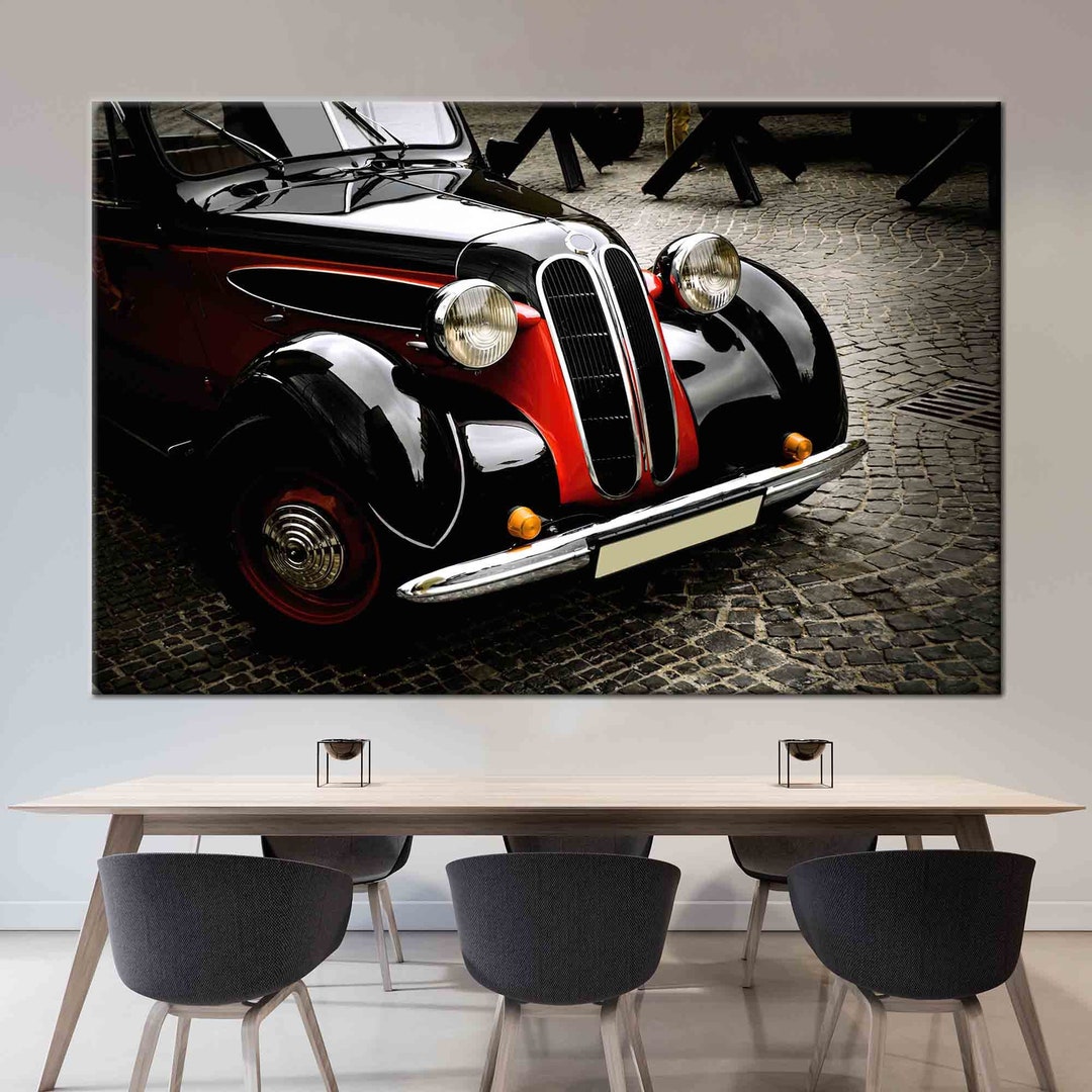 Garage Poster Retro Car Wall Art Car Lover Gift Art Canvas Etsy
